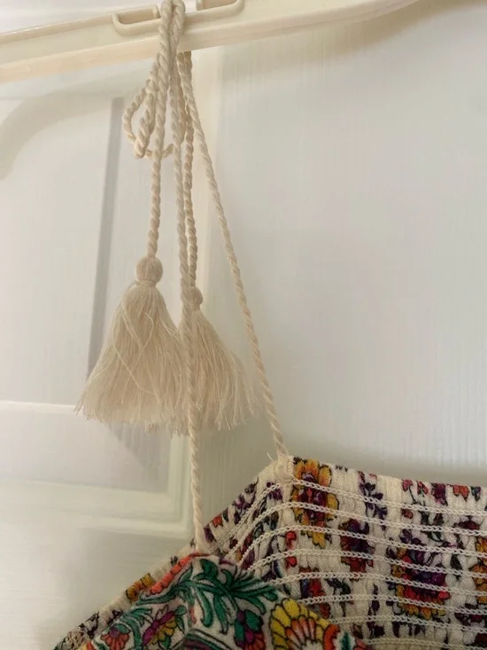 Boho Floral Handkerchief Hem Tank Top - “Kate Moss Crepe” print - Picture 5 of 6